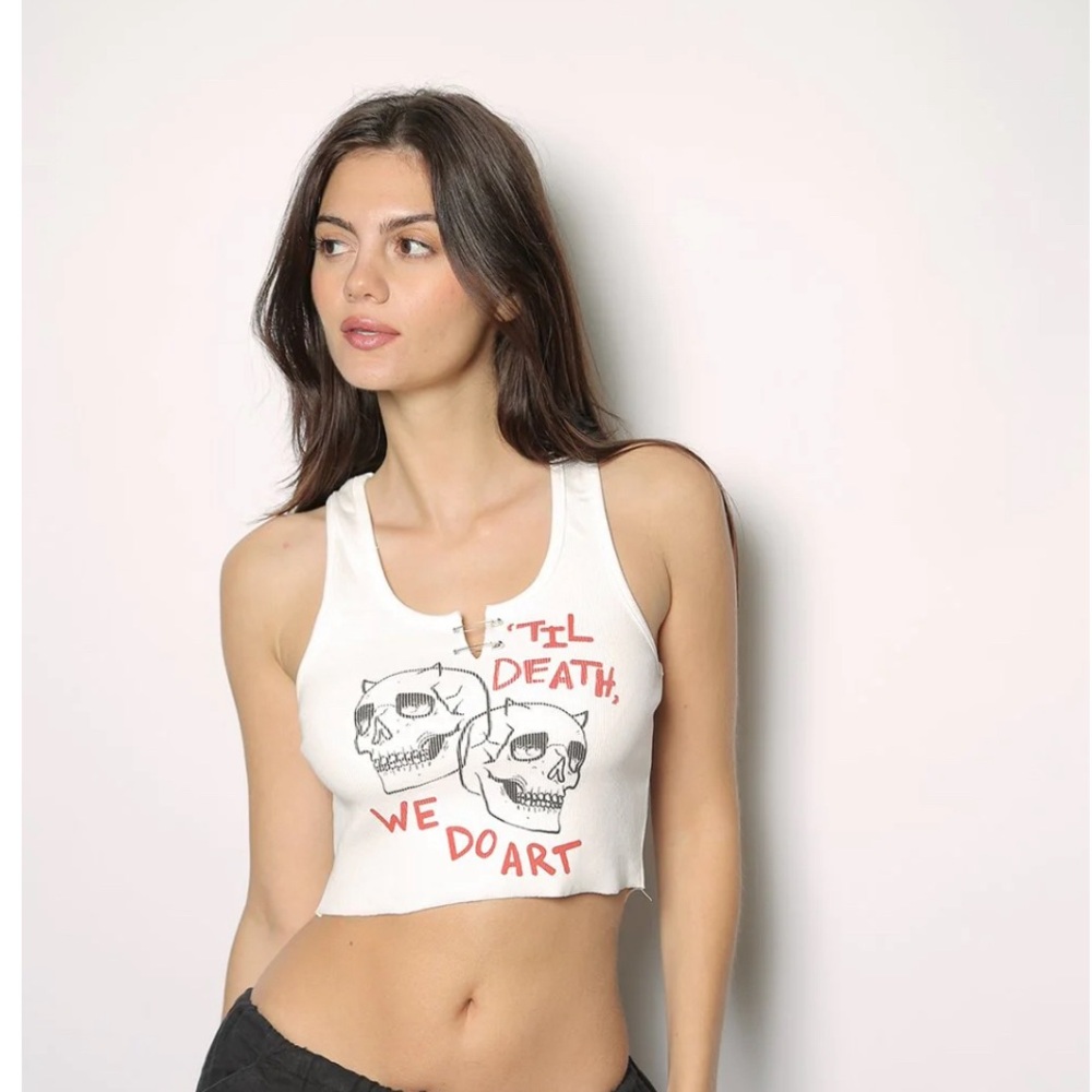 White Graphic Tank Top